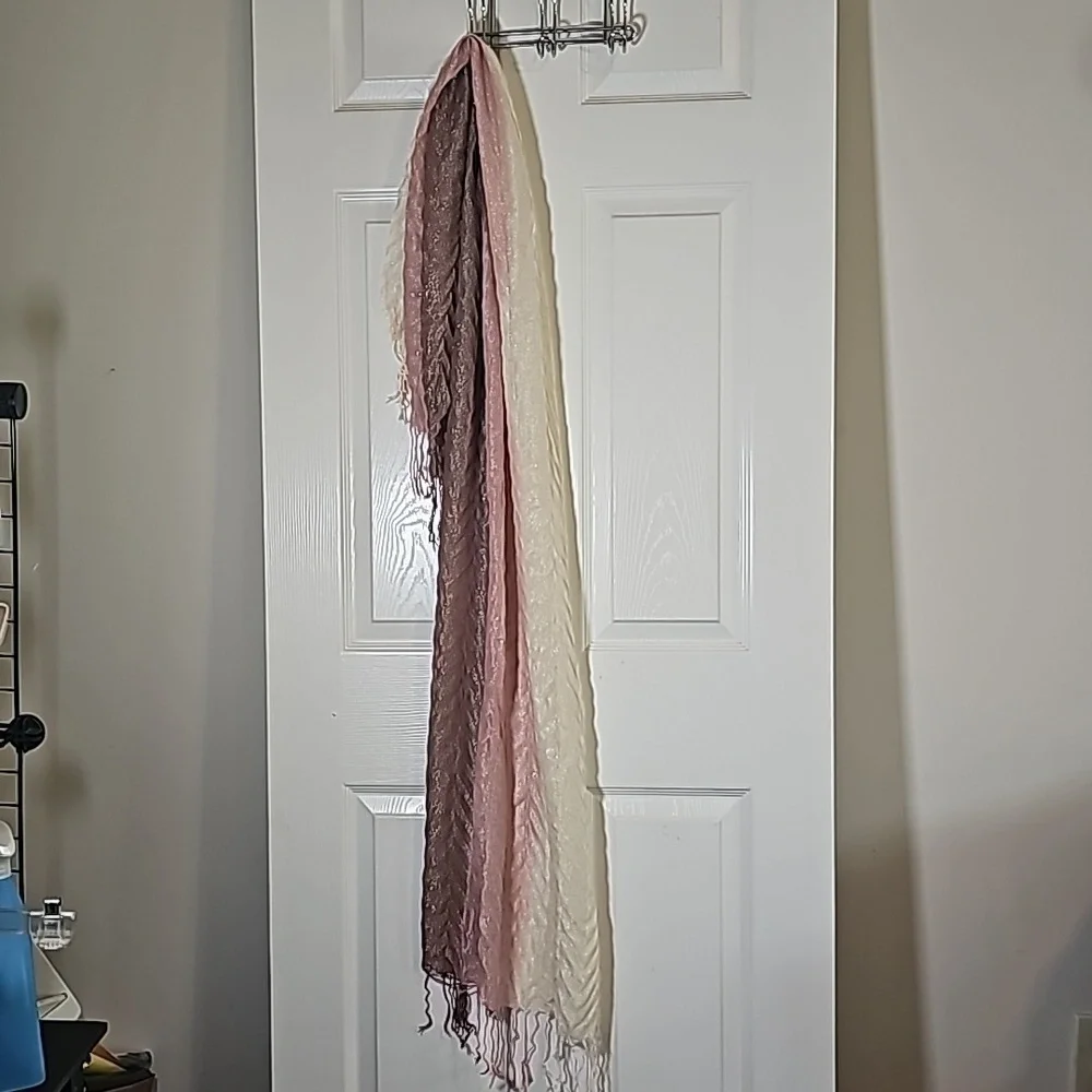 Pink Champagne Brown Fringe Scarf